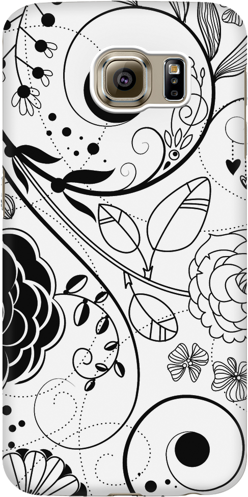 Black White Flourish Phone Case - Blue Whimsical Floral Tile Coaster (1024x1024), Png Download