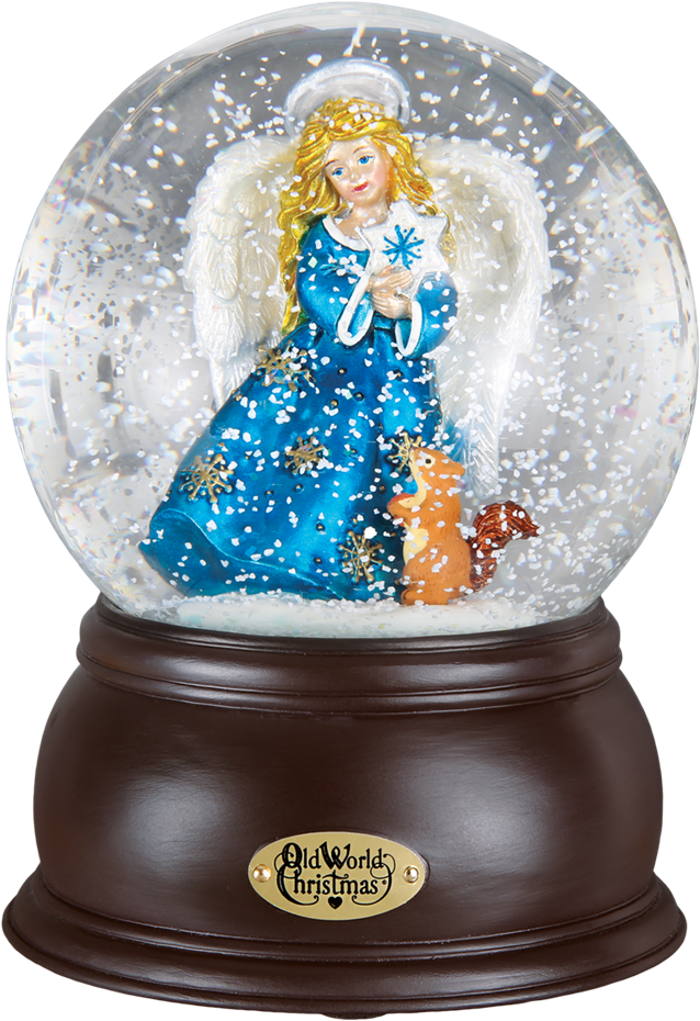 Snowflake Angel Snow Globe - Old World Christmas Fanciful Santa Musical Snow Globe (1000x1000), Png Download