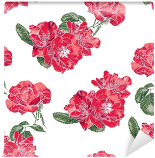 Seamless Pattern With Vintage Roses Wall Mural • Pixers® - Pattern (400x400), Png Download
