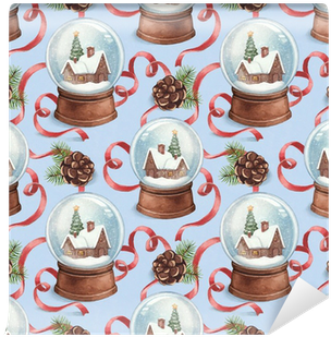 Watercolor Pattern With Illustration Of Snow Globe - Legami Biglietto Natale 11,5x17cm Boule Merry Christmas (400x400), Png Download