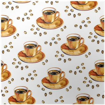 Watercolor Coffee Seamless Pattern - Coffee (400x400), Png Download