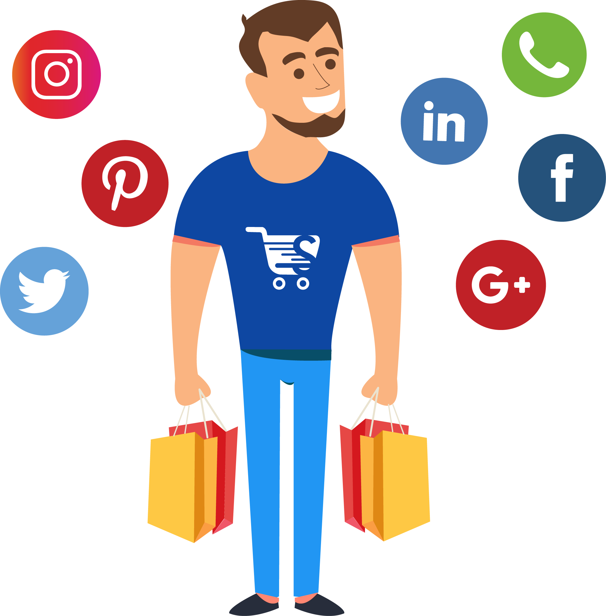 Sellezely Is The Platform To Make Social Selling Easy - Whatsapp Facebook Twitter Instagram Png (2054x2087), Png Download