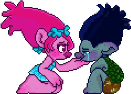 Poppy Comforts Sad Branch Bean - Love Trolls Poppy And Branch (500x357), Png Download