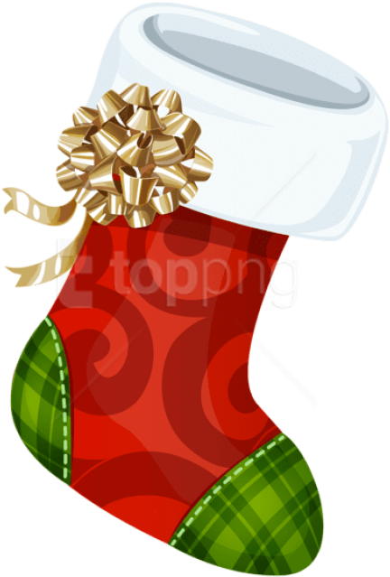 Free Png Christmas Stocking With Gold Bow Png - Christmas Sock Transparent Background (480x688), Png Download
