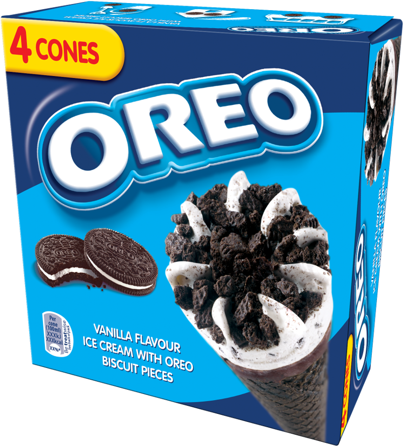 Icedream Creamy Vanilla Flavored Ice Cream Filled Ⓒ - Oreo Chocolate Ice Cream Cone (1097x1098), Png Download