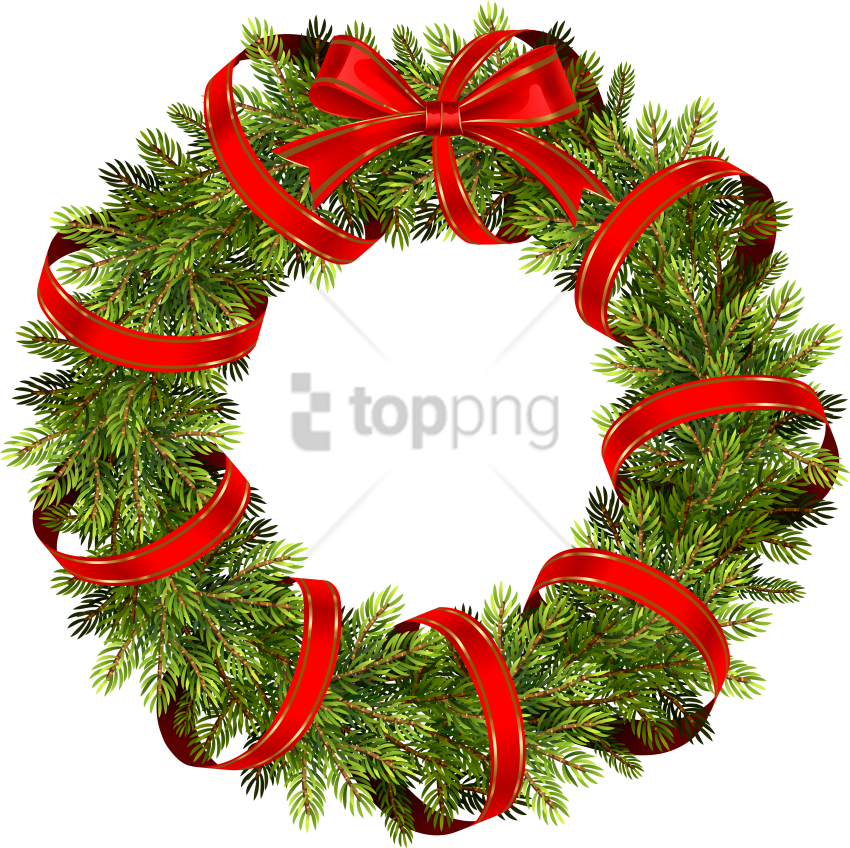 Free Png Download Ribbons Christmas Png Images Background - Christmas Wreaths With Red Ribbon (850x848), Png Download