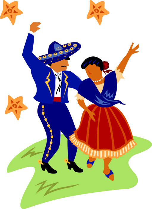 Traditional Costume Clipart Mexican Hat Dance - Mexicans Dancing Clip Art (511x700), Png Download