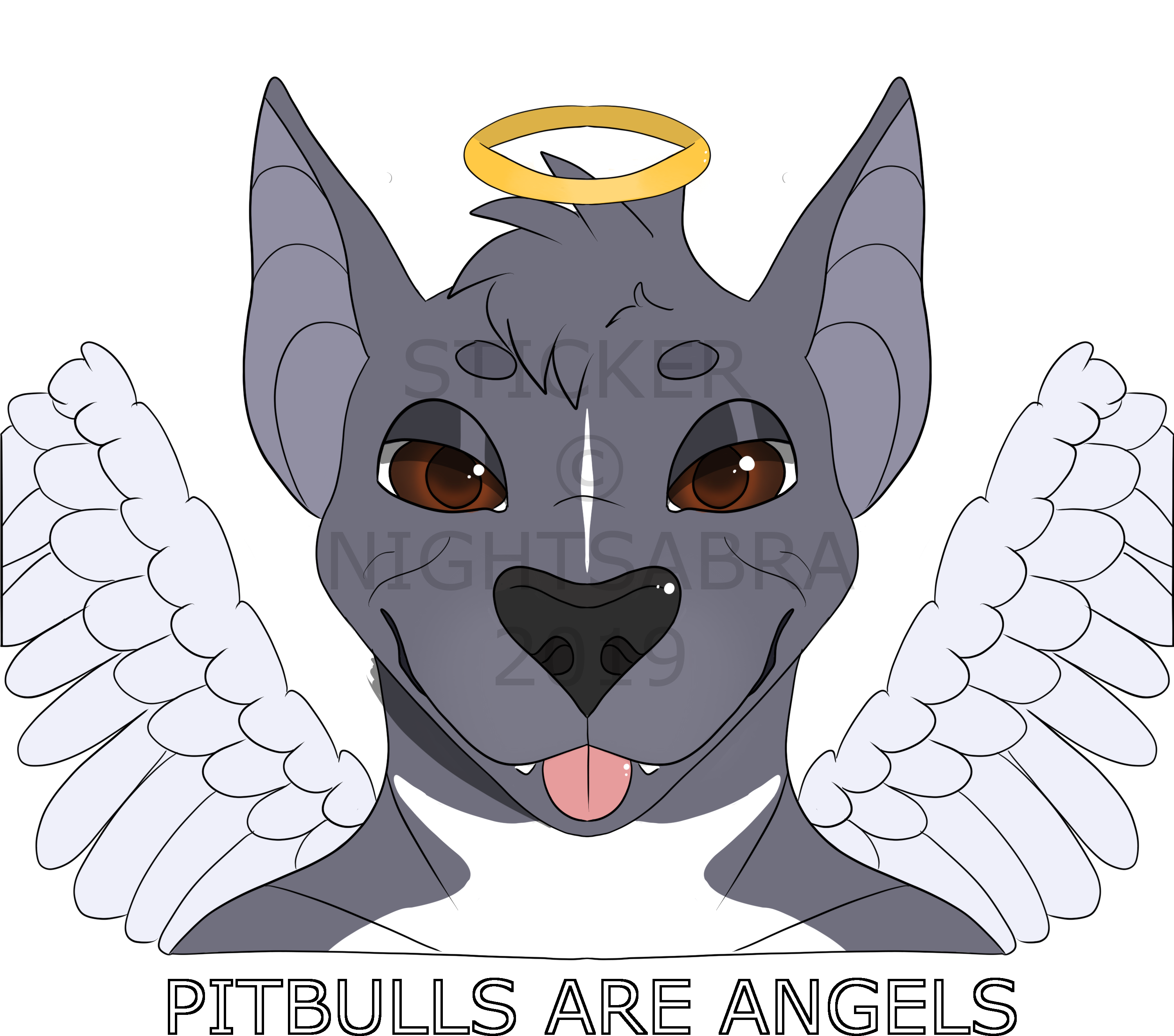 [p]pitbulls Are Angels - Cat Yawns (3000x3000), Png Download