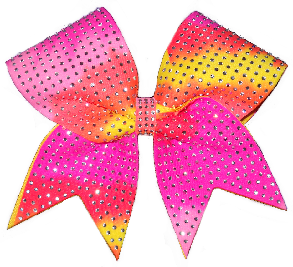 Pink And Yellow Tie Dye Cheer Bow - Polka Dot (935x863), Png Download