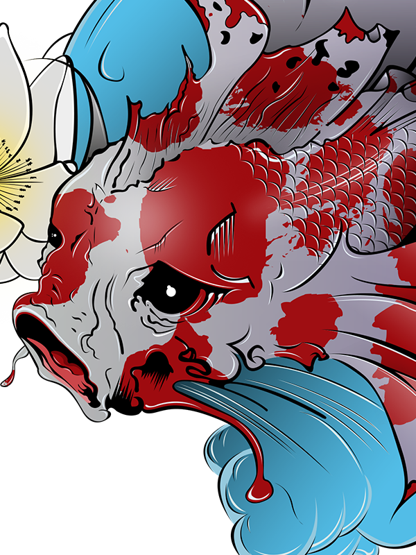 Illustration Of A Koi Fish, Done From A Old Drawing - Illustration (600x800), Png Download