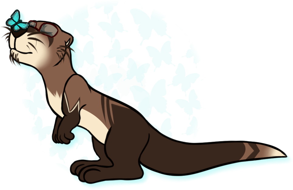 The Otter And The Butterfly - Otter Paint Png (966x629), Png Download