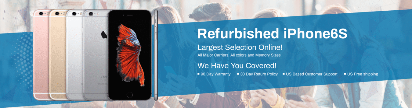 Apple Refurbished Iphone 6s - Iphone (1350x355), Png Download