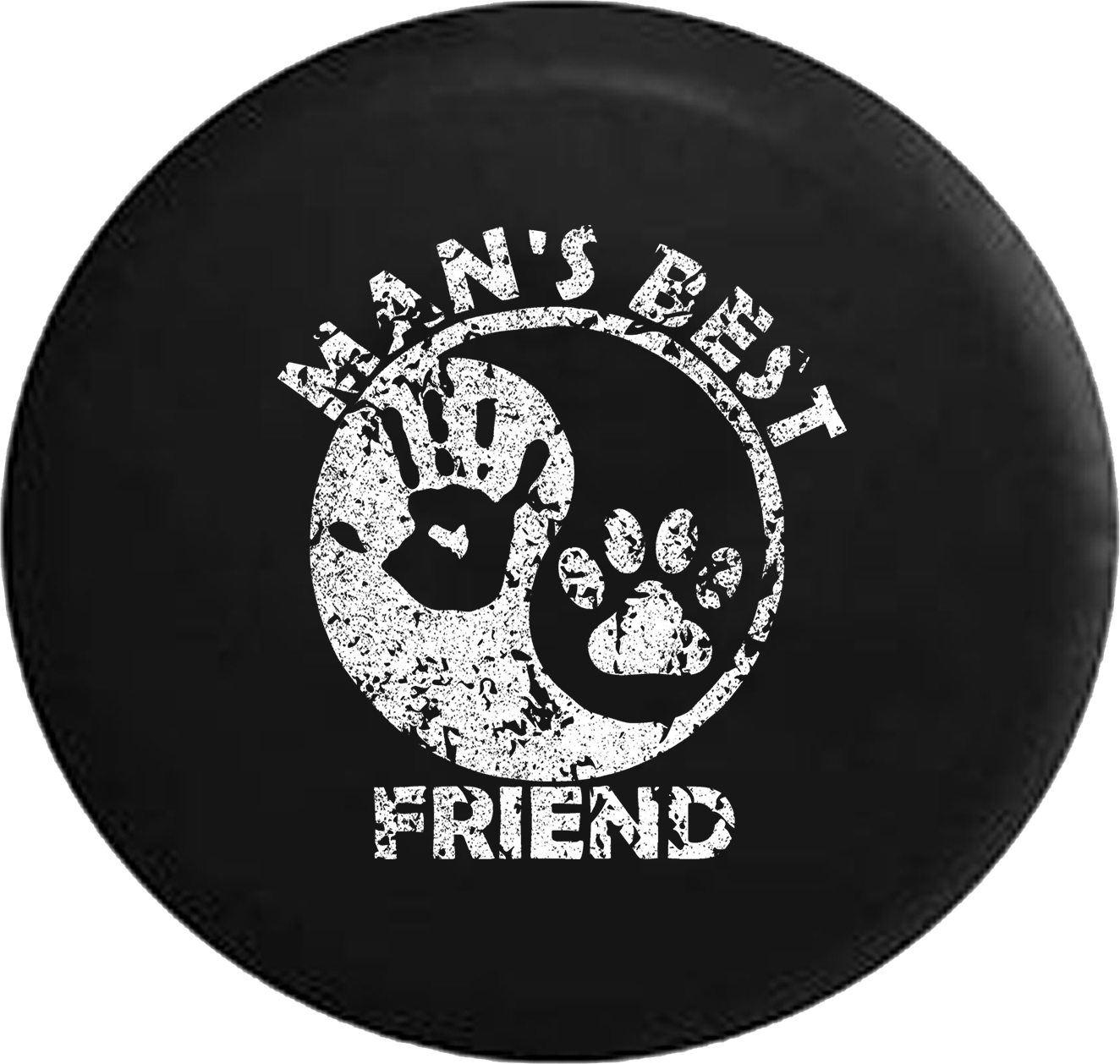 Man's Best Friend Ying Yang Hand Print Jeep Wave Paw - Circle (1324x1258), Png Download