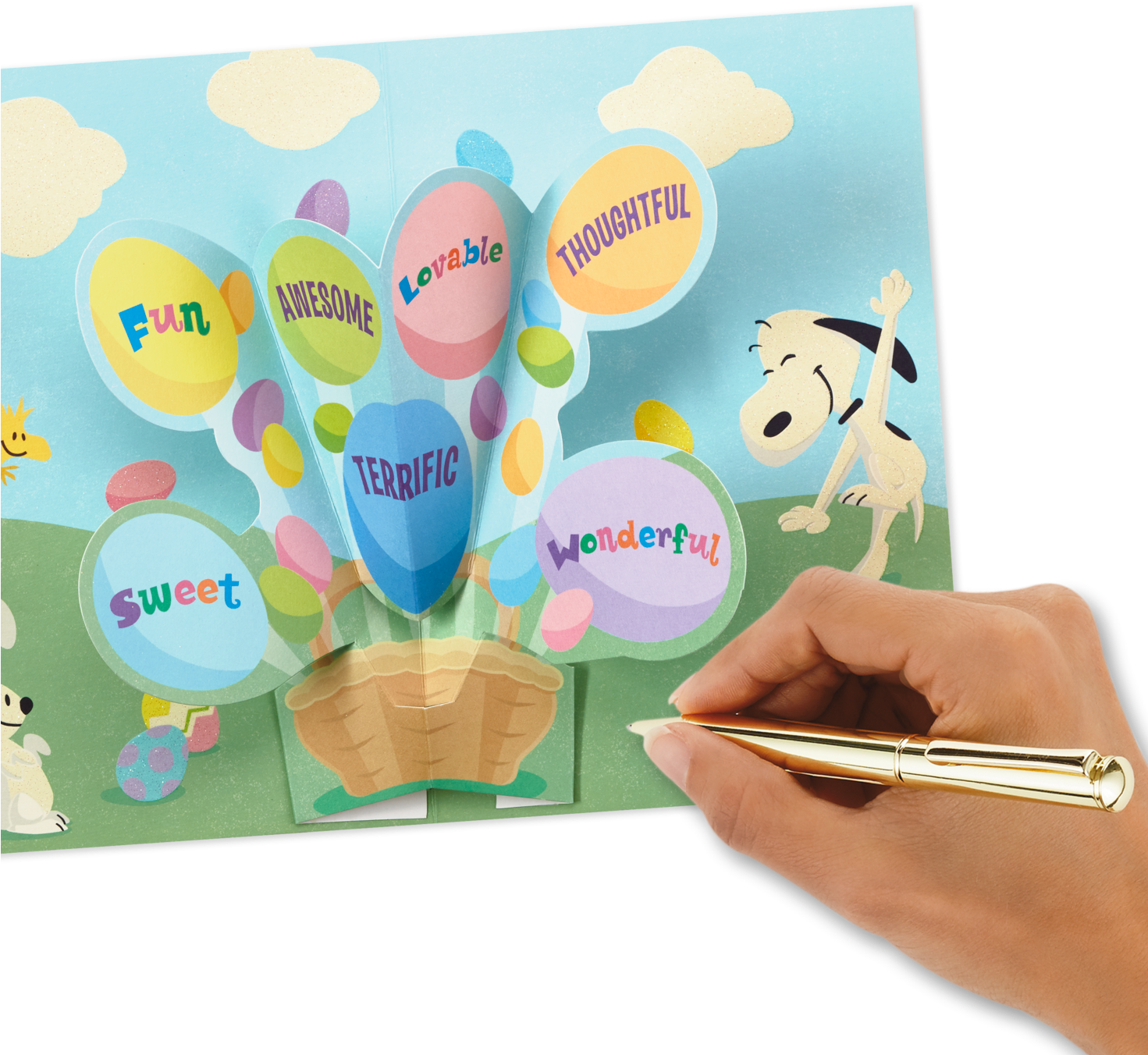 Peanuts® Snoopy Easter Card With Pop-up Eggs (1470x1470), Png Download