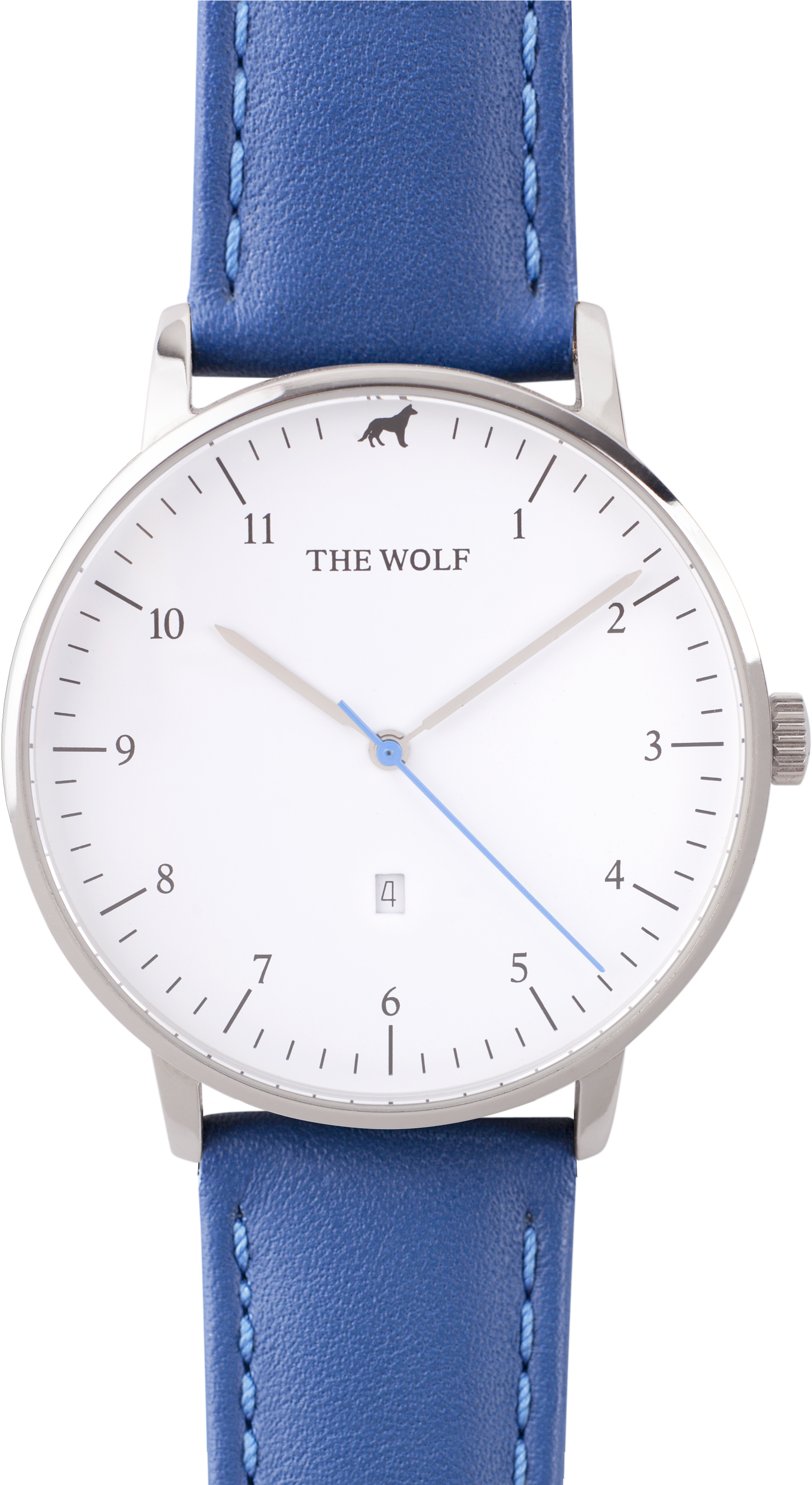 Arctic Blue - Blue Leather Watch White Face (3120x3120), Png Download