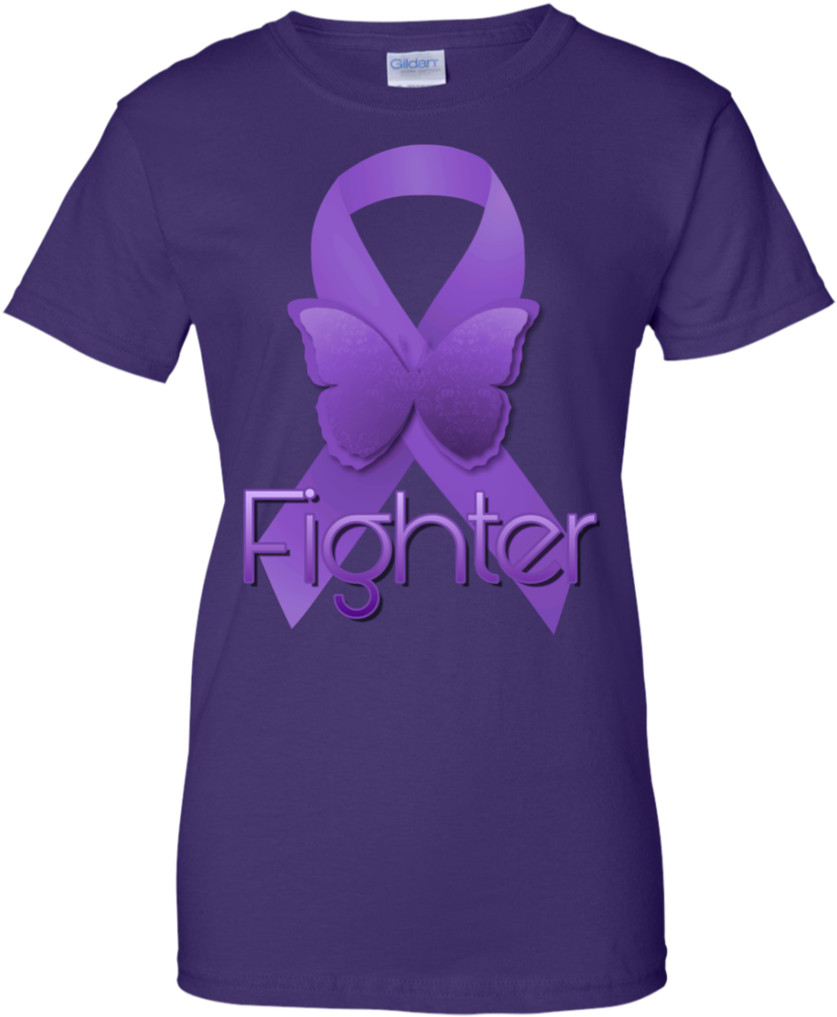 Purple Awareness Ribbon Fighter Purple Ribbon T Shirt - T-shirt (1024x1024), Png Download