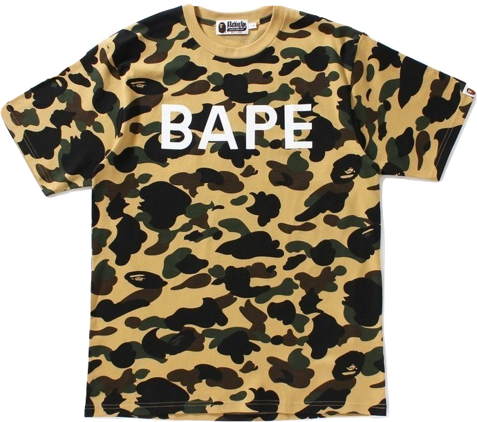 A Bathing Ape 1st Camo Bape Tee Yellow Camo - Bape College Tee Camo Yellow (757x662), Png Download