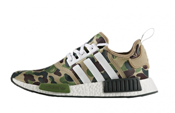 Nmd Bape X Adidas Green Dot Perfect Version [real Boost/premium - Adidas Camouflage Shoes Pakistan (600x600), Png Download