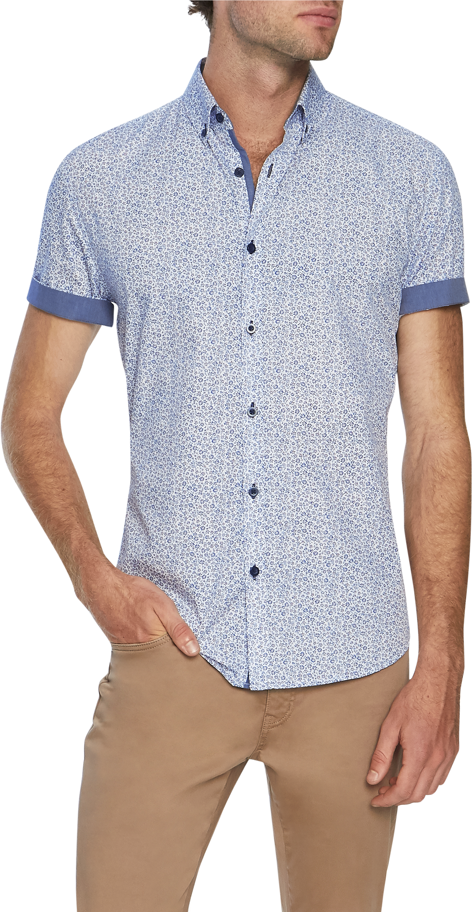 White Twinkle Print Shirt - Gentleman (3000x3000), Png Download