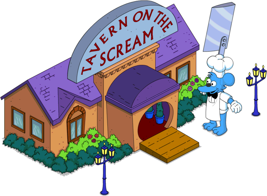 Tapped Out Tavern On The Scream - Cartoon (932x685), Png Download