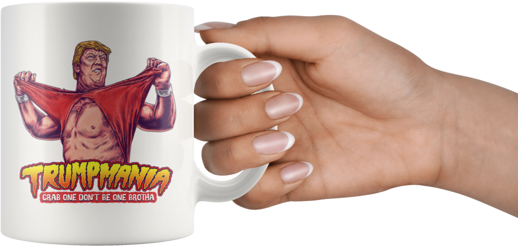Trumpmania Funny Trump Hulk Hogan Wrestler Parody Mug - Mug (1024x1024), Png Download