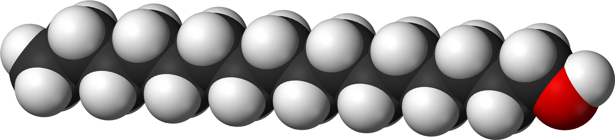 Cetyl Alcohol 3d Vdw - Cetearyl Alcohol Molecular Structure (2210x630), Png Download
