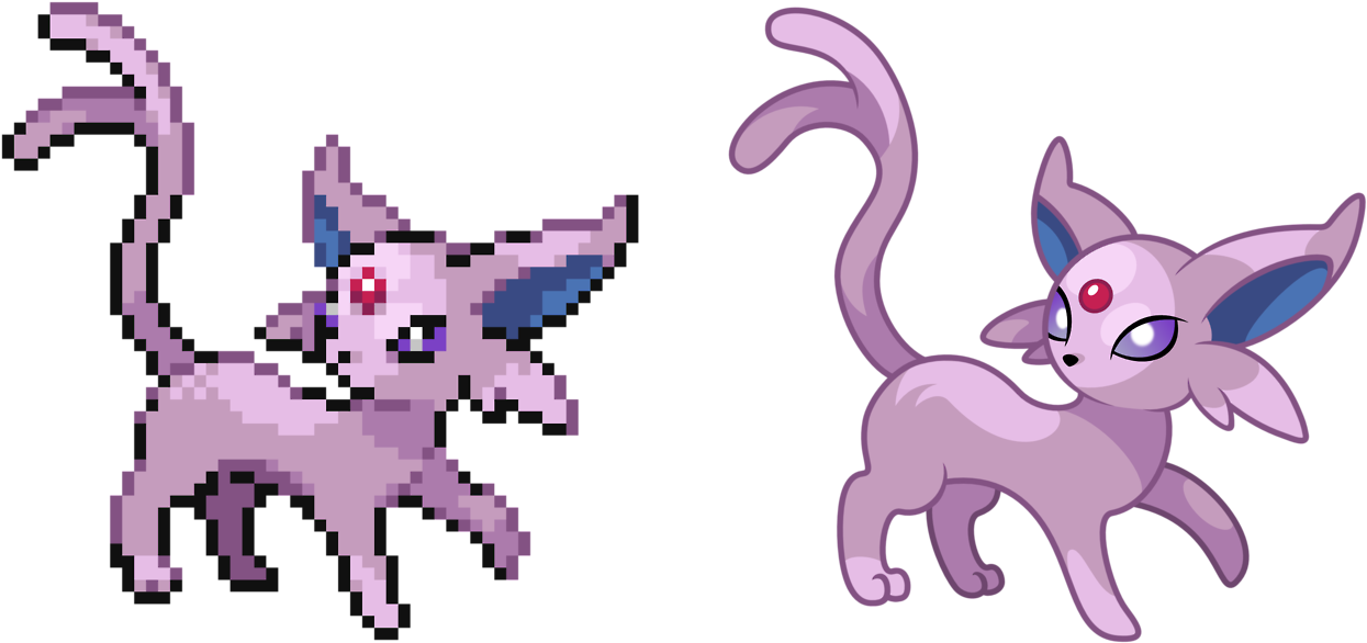 V0jelly's Rarely Used Art Blog Pokémon Sprite Vector - Black And White Espeon Sprite (1280x603), Png Download
