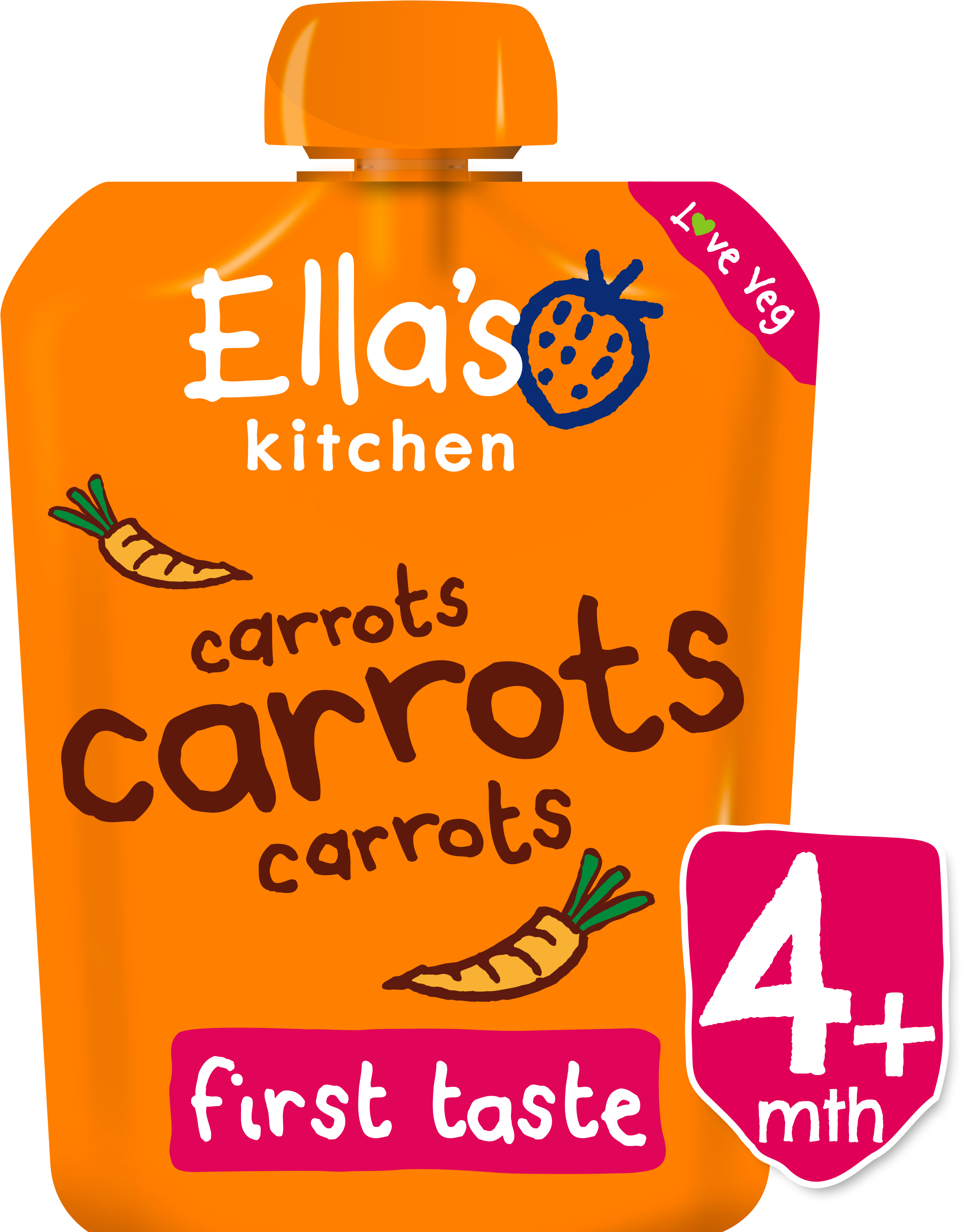 Ek266 Pouch Carrots 70g Ft V=1511258142 - Ella's Kitchen Veg First Tastes Range (3000x3000), Png Download