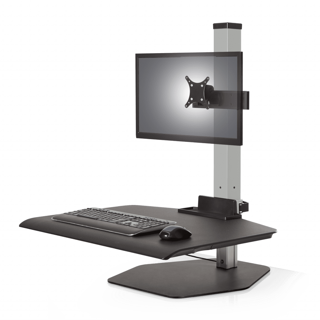 Winston Workstation® Single Freestanding Sit-stand - Standing Desk Converter 3 Monitors (1024x1024), Png Download
