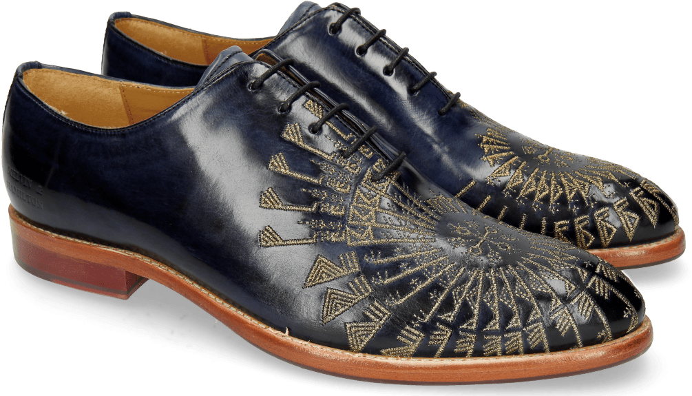 Oxford Shoes Kane 21 Navy Embrodery Gold - Leather (1024x1024), Png Download