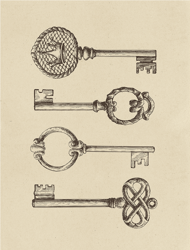 Skeleton Keys Collection - Drawing (1000x1000), Png Download