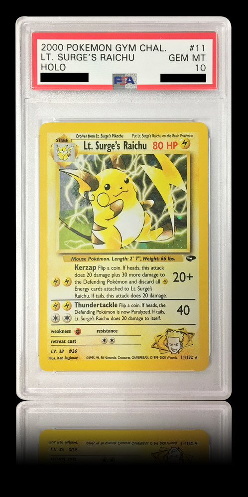 Lt Surge's Raichu Card (498x996), Png Download