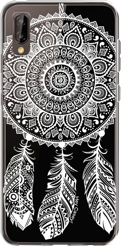 White Henna Dream Catcher Phone Case Covers For Iphone, - Transparent Dream Catcher Black And White (1001x1001), Png Download