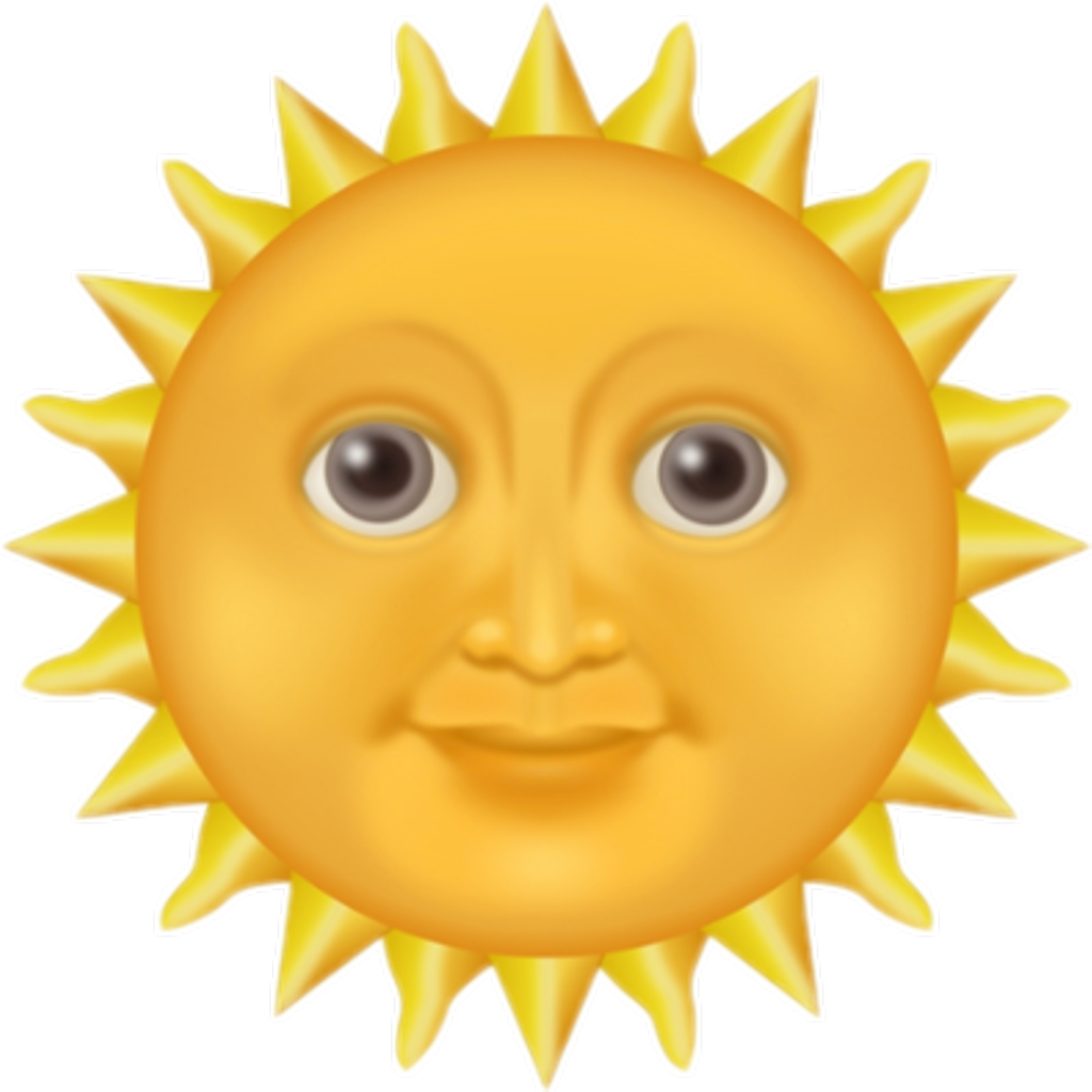 Sol Sticker - Iphone Sun Emoji Transparent (1024x1024), Png Download