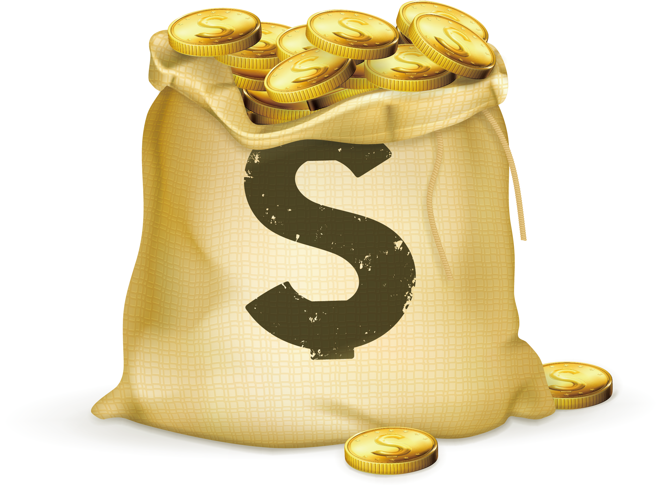 Coins Clipart Bag Full Money - Bag Of Gold Transparent (2278x1751), Png Download