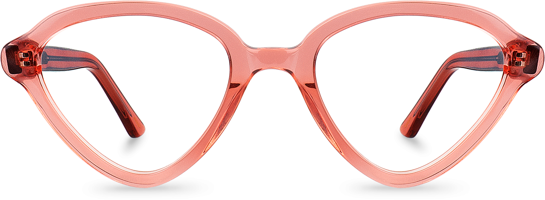 Front View Of Spade Oval Glasses Made From Pink Metal - Plastic (1800x1200), Png Download