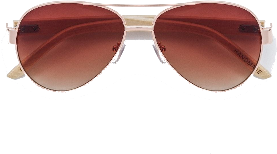 Bamboo Aviator Sunglasses - Plastic (1024x1024), Png Download