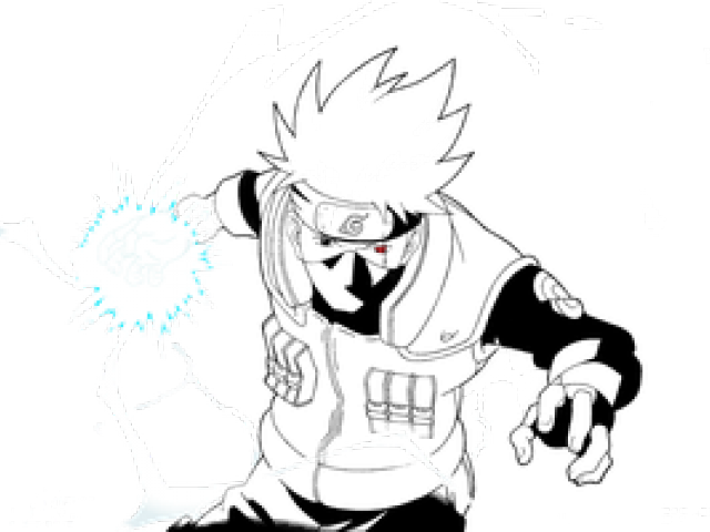 Drawn Lightening Kakashi - Kakashi Black And White Png (640x480), Png Download