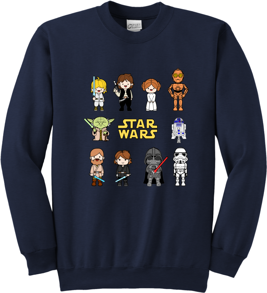 Characters Star Wars Darth Vader Yoda Bb8 Youth Crewneck - Star Wars (1024x1024), Png Download