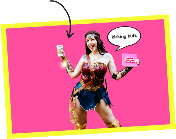 Busy Kicking Butt - Wonder Woman (1000x470), Png Download