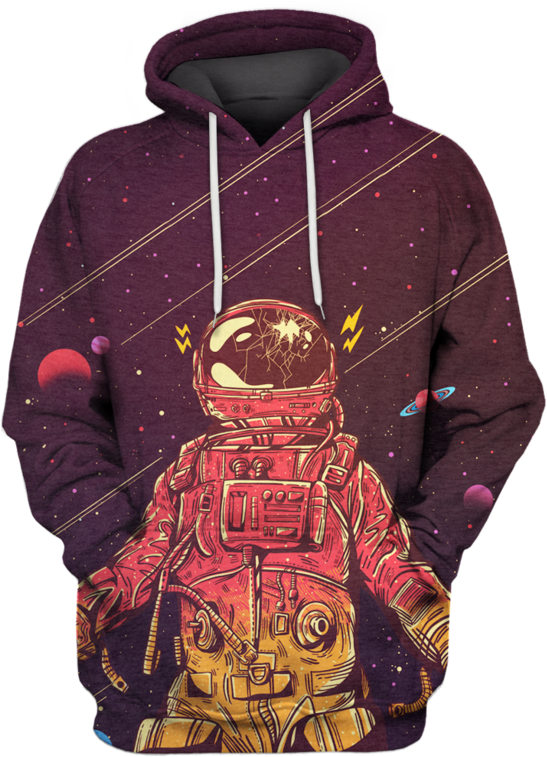 3d Astronaut With Broken Helmet In Space Full Print - Jason Voorhees Hoodie (800x799), Png Download