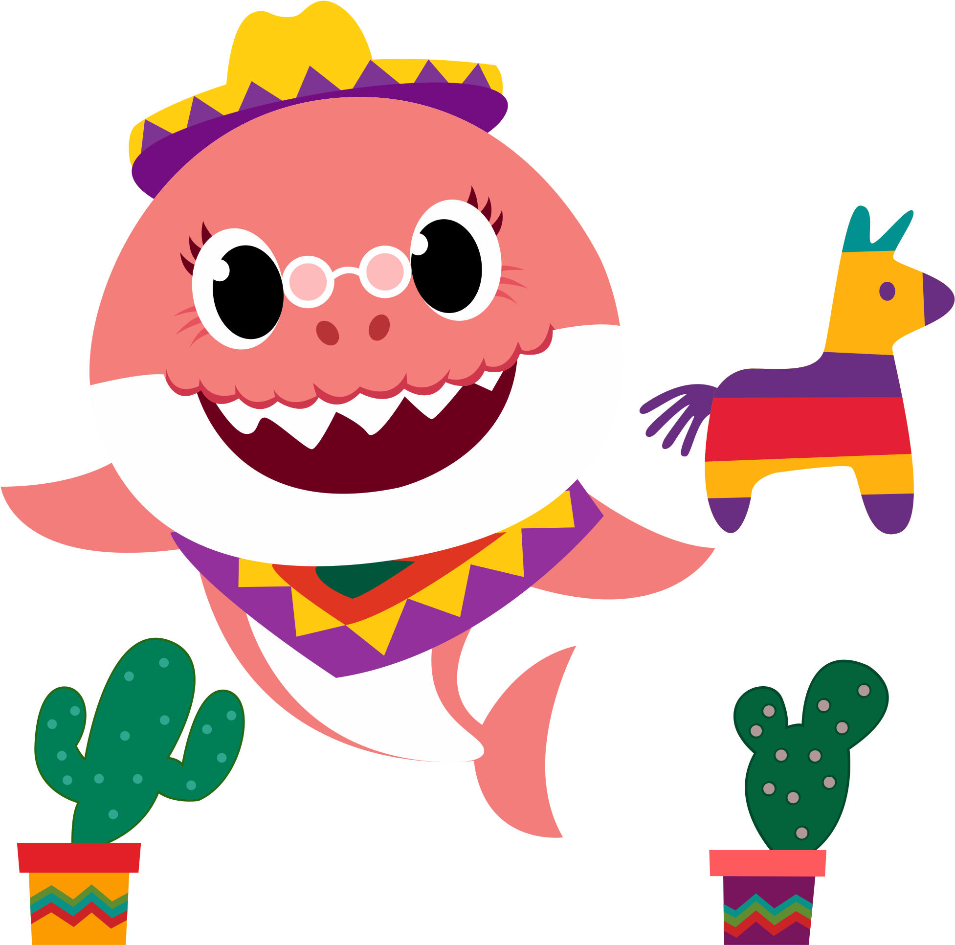 Grandma Shark Png - Cartoon (2000x2000), Png Download