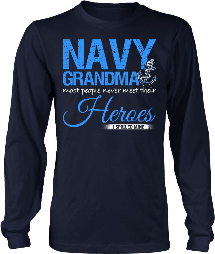 Navy Grandma T-shirt - Long-sleeved T-shirt (1000x1000), Png Download