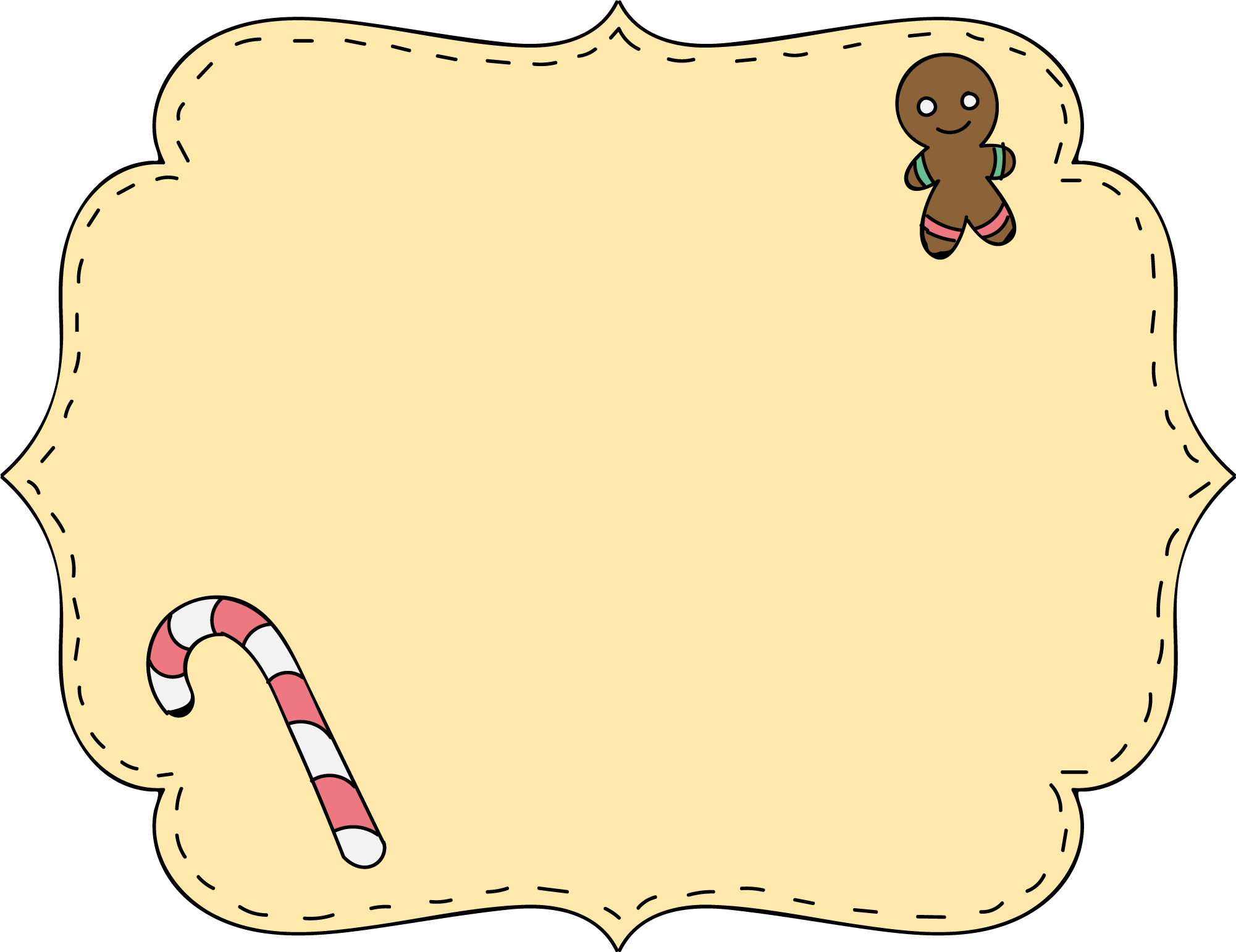 Christmas Decoration Text Label - Free Gingerbread Man Clipart Border (2001x1541), Png Download