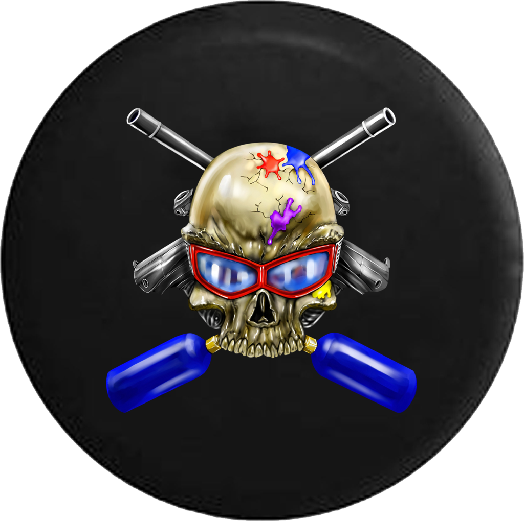 Paintball Skull Guns Jeep Camper Spare Tire Cover Custom - Skull (1024x1020), Png Download