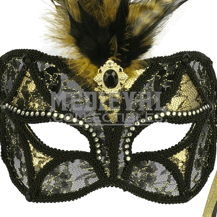 Steampunk Masquerade Mask - Antifaz Negro Con Dorado (850x850), Png Download