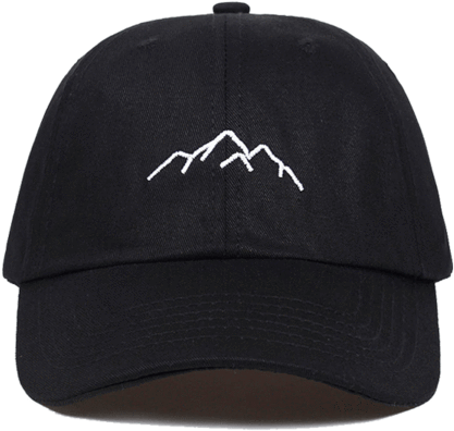 A Black Baseball Cap That Shows A Mountain Range On - Baseball Cap (600x600), Png Download