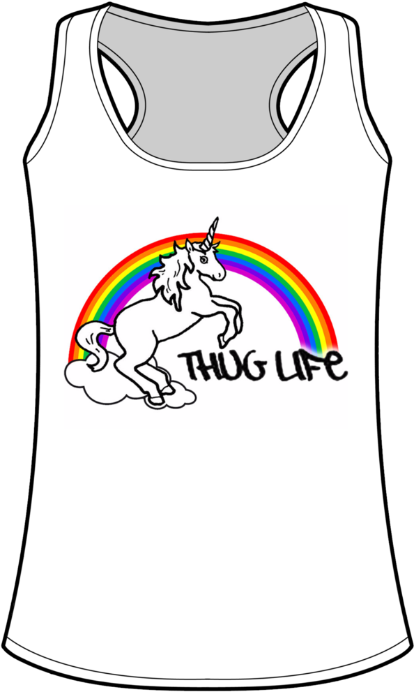 Thug Life Rainbow Unicorn Muscle Tank - Active Tank (1024x1024), Png Download