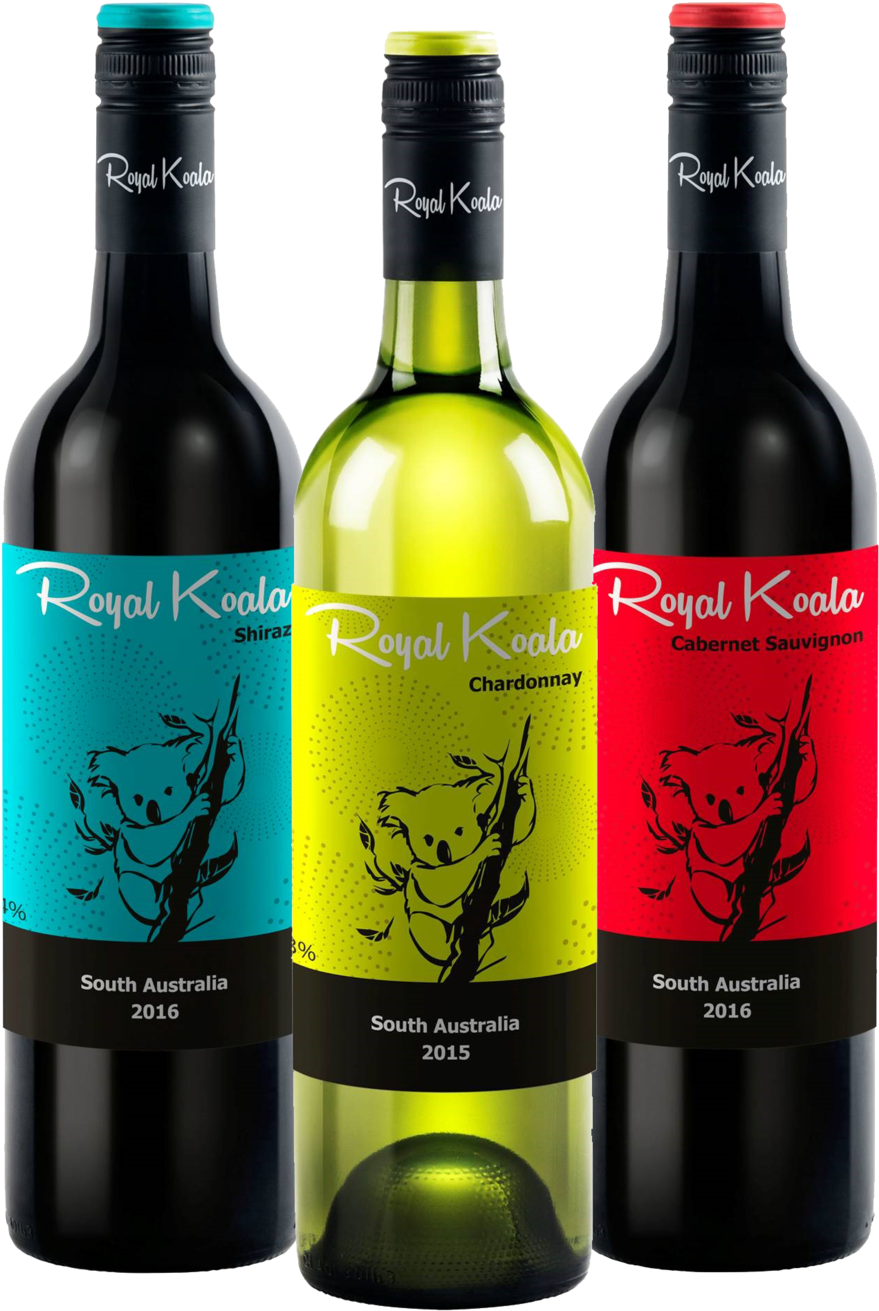 Royal Koala Blue Green Red - Wine Bottle (1000x1500), Png Download