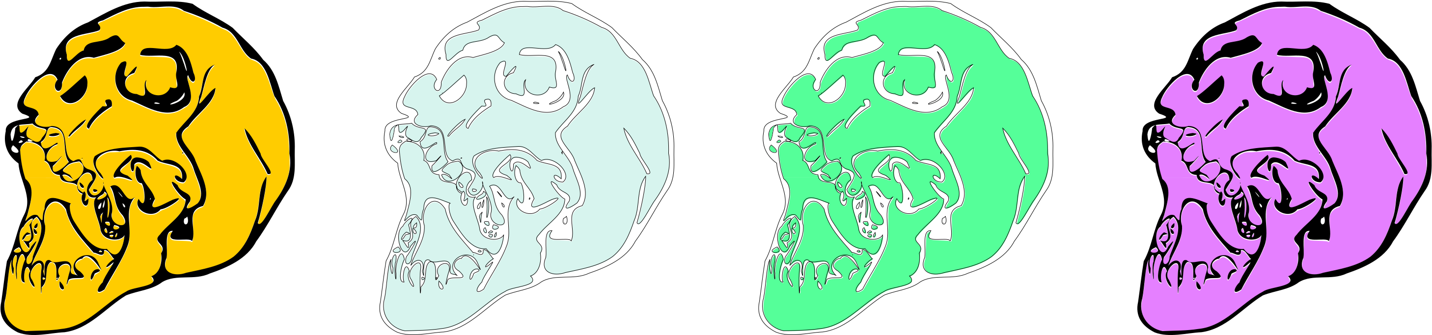 Pastel Skulls - Illustration (3054x814), Png Download